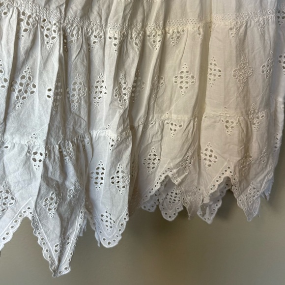 Free People Prairie White Tiered Cotton Eyelet Skirt Size Small - Picture 5 of 9